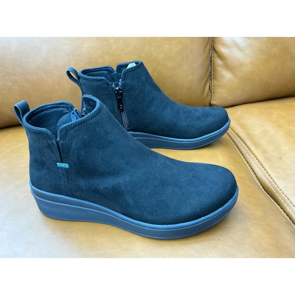 Ryka Repel Wedge Ankle Boots Women 6 Black New Lovely Side Zip Booties